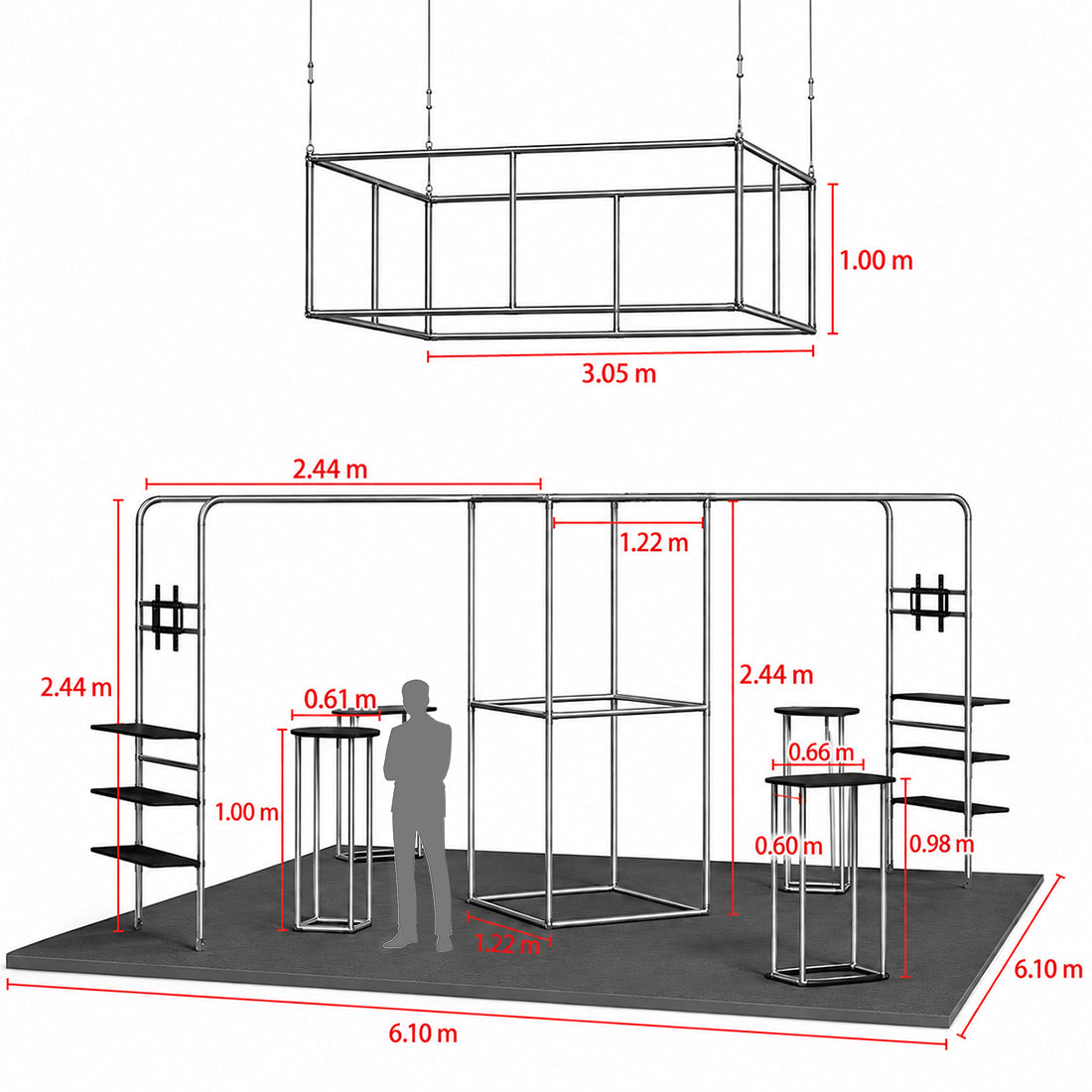 モジュラーブースキット 6m x 6m - モデル08