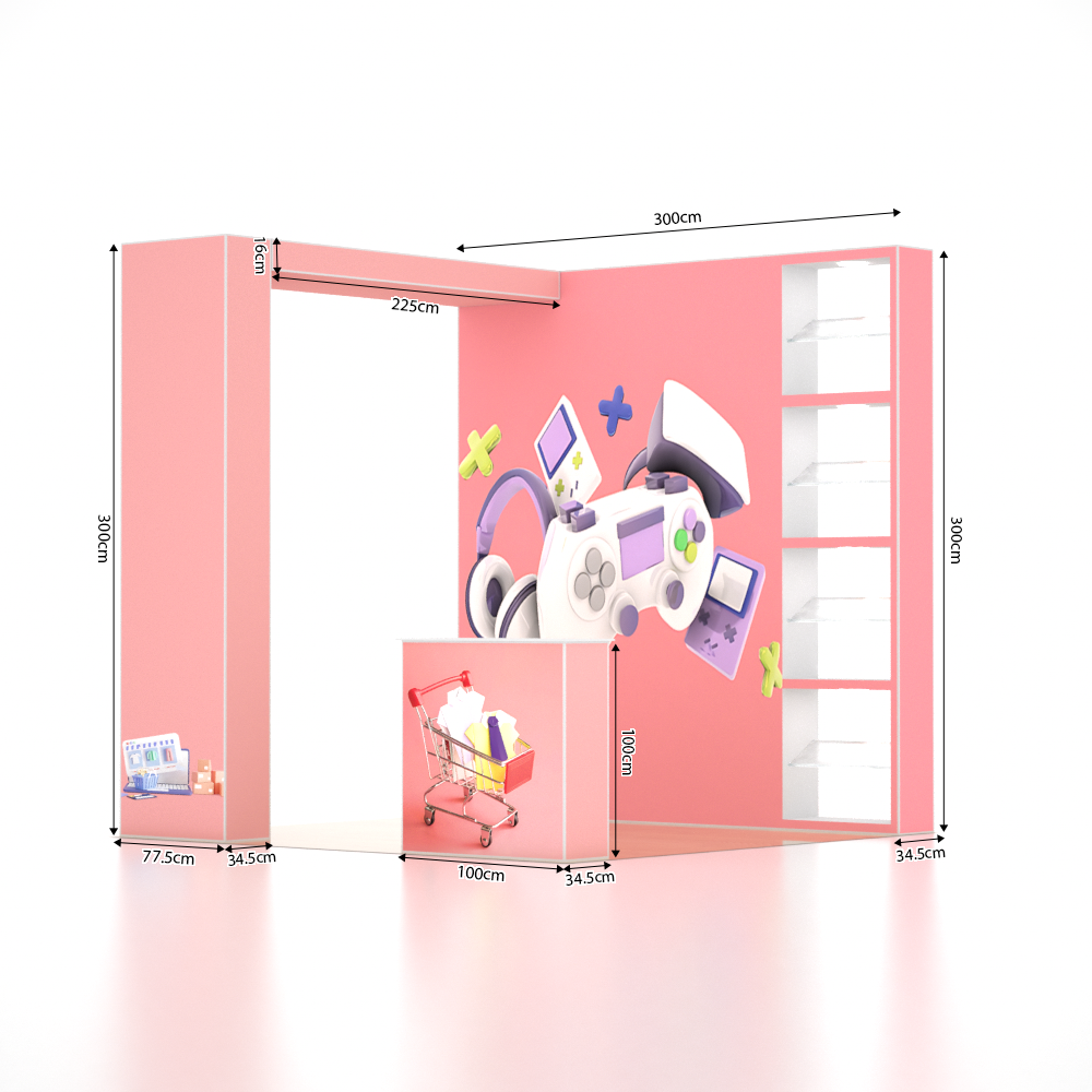 SEGプロポップアップブース – モデル1 (3m x 3m)
