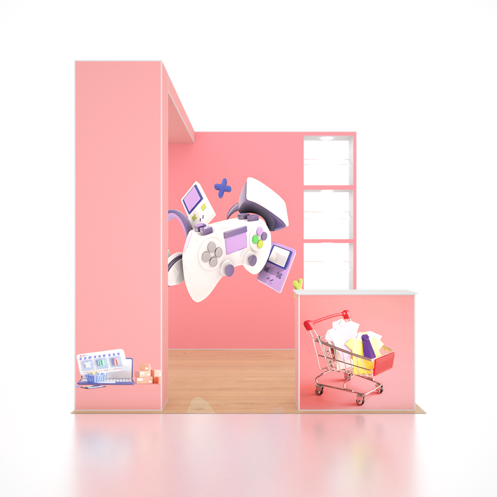 SEGプロポップアップブース – モデル1 (3m x 3m)