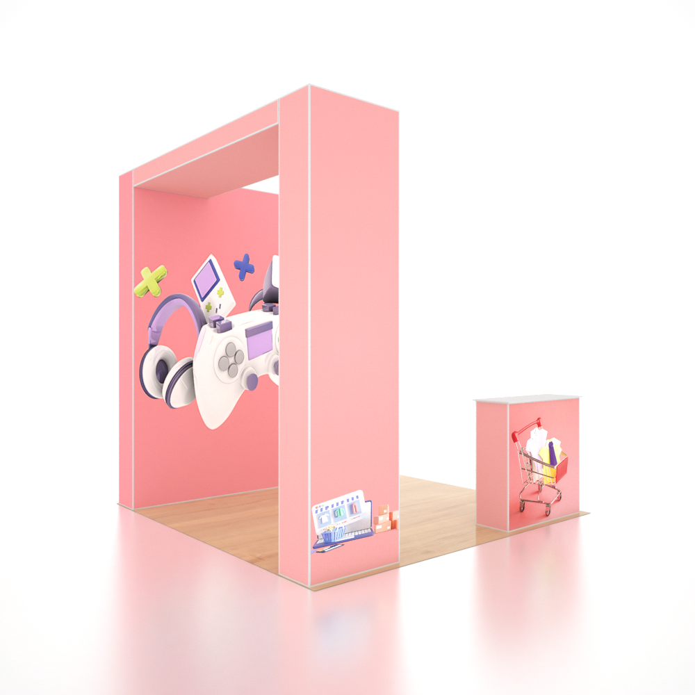 SEGプロポップアップブース – モデル1 (3m x 3m)