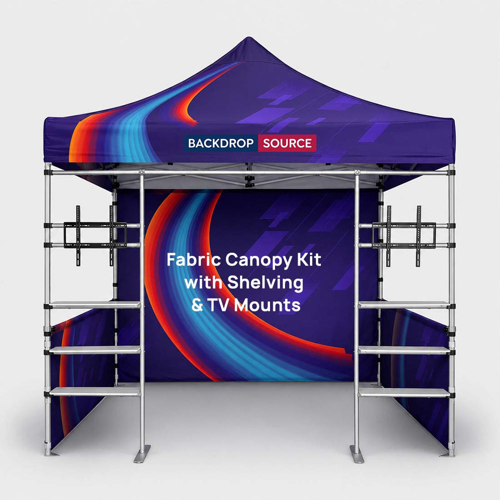 3m x 3m ファブリックキャノピーキット（棚＆TVマウント付き）