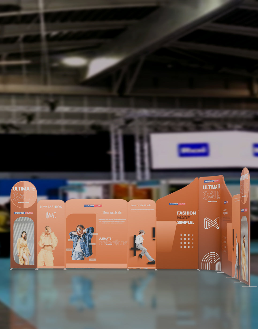 マグネット式ファブリックブースディスプレイ - モデル1（6m x 6m）