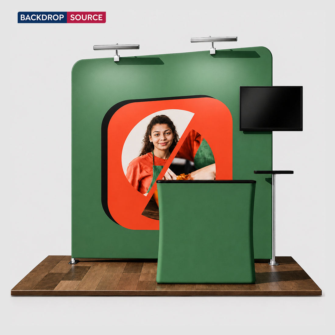 3x3m Inclined Wall Booth Kit with Counter & TV Mount