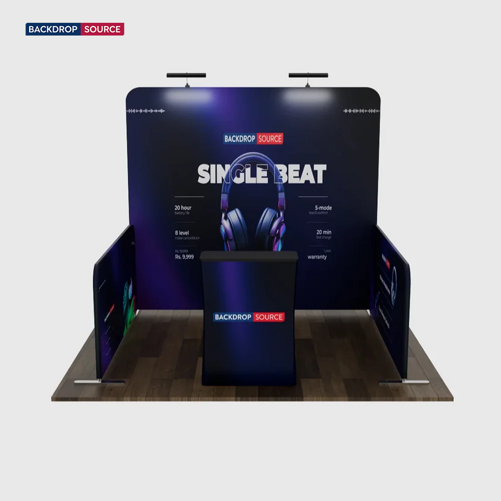 バックウォール、サイドウォール、カウンター、ライト付き究極の3m×3mブースキット