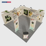 6x6m Magnetic Booth Kit with 2 TV Displays & Counter