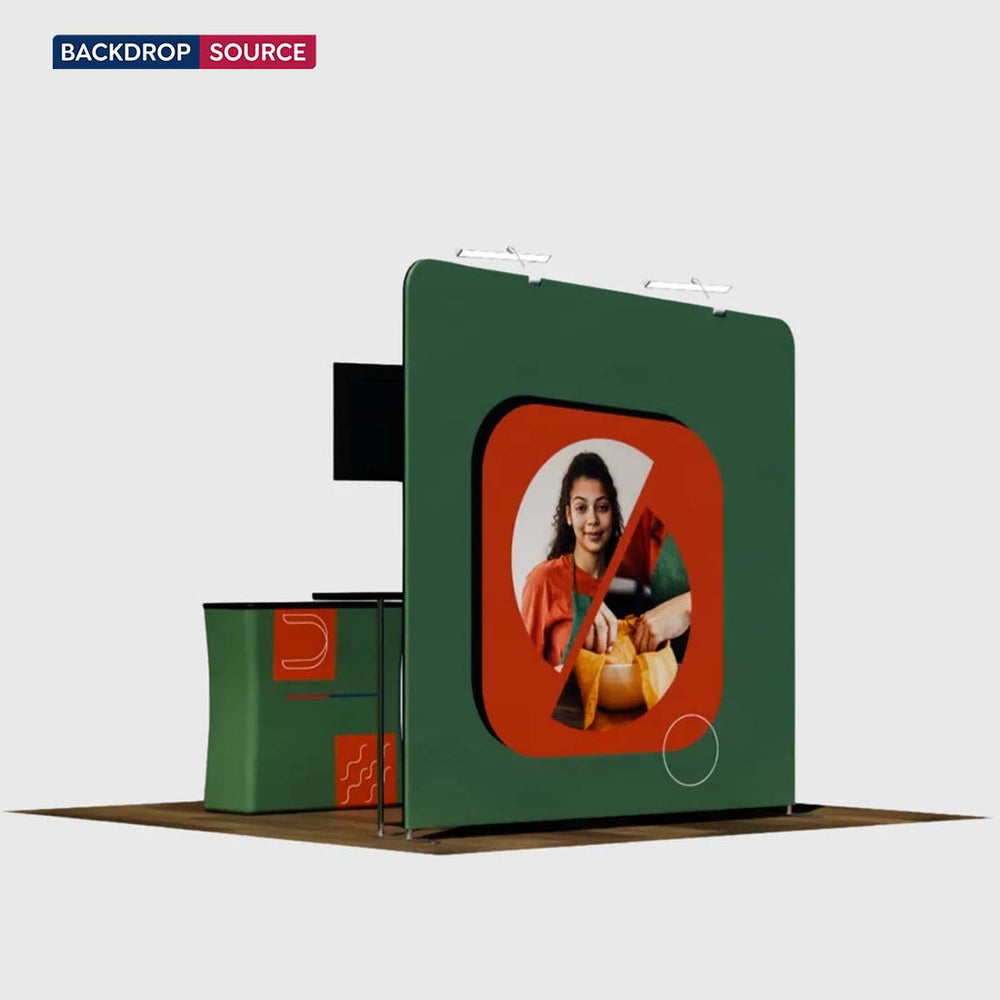 3x3m Inclined Wall Booth Kit with Counter & TV Mount