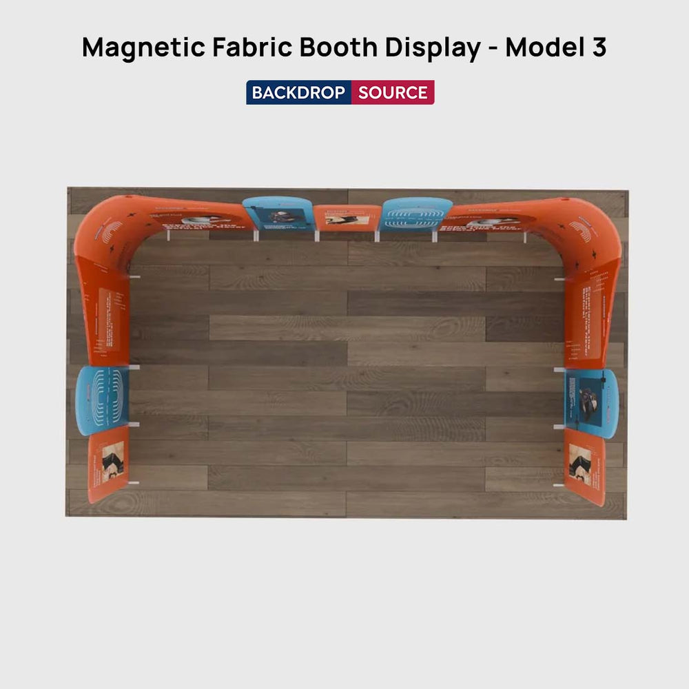 マグネット式ファブリックブースディスプレイ - モデル3 (6m x 6m)