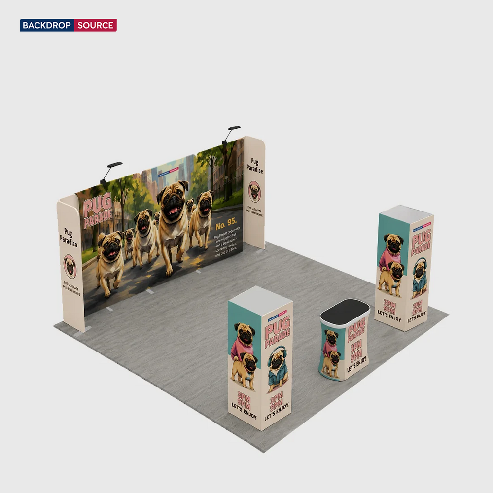 6x6m Magnetic Booth Kit with 2 Cubic Towers & Counter