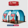 3x6m Round Arch Booth Kit with 2 TV Mounts & Hanging Sign