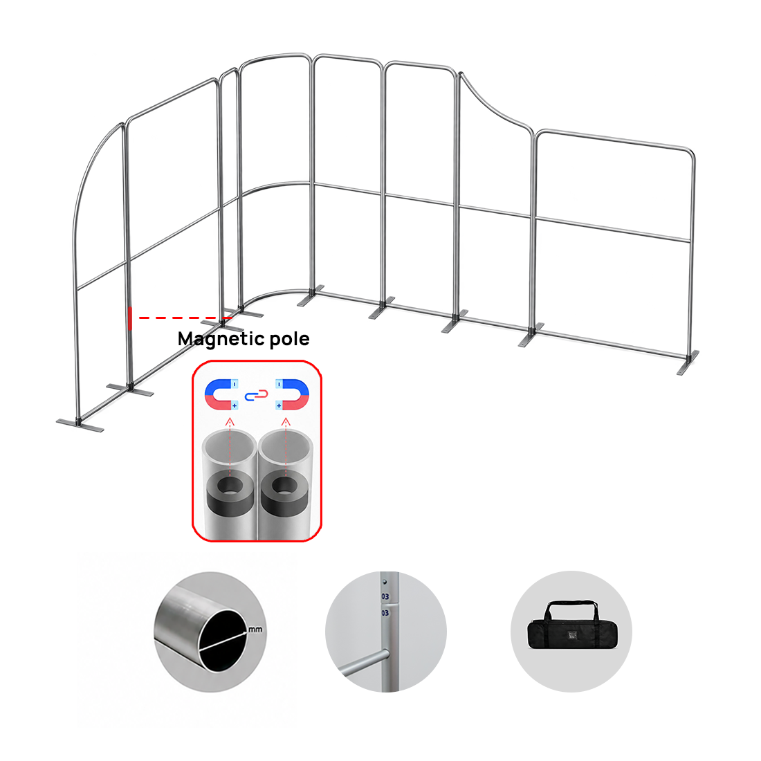 5x4m Magnetic Fabric Booth Wall with Modular Panels