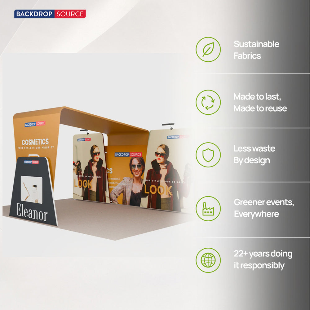 6x3m Booth Kit with 6m Backwall, Overlap Stands & Arch