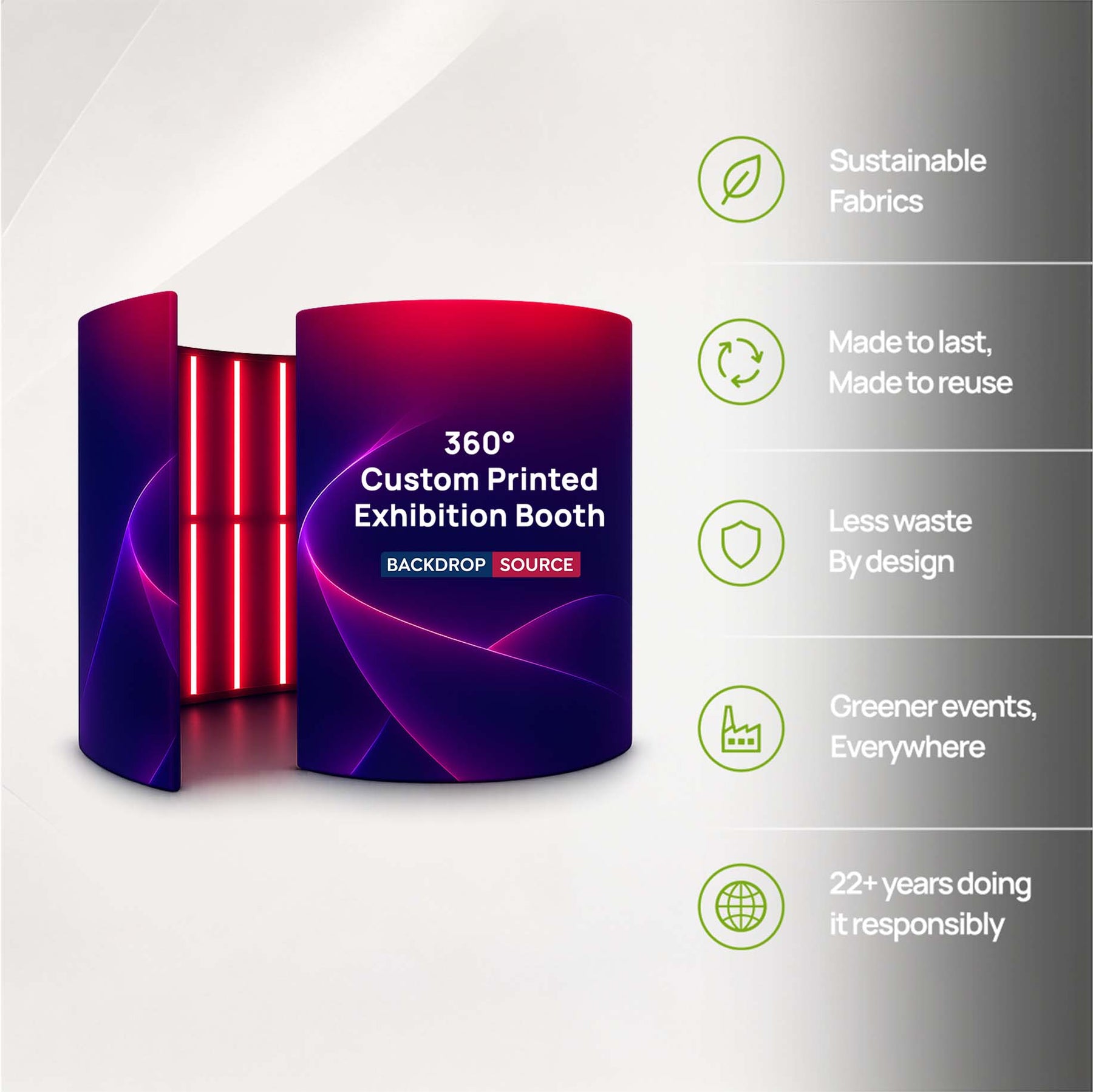 360° Custom Printed Exhibition Booth with LED lights