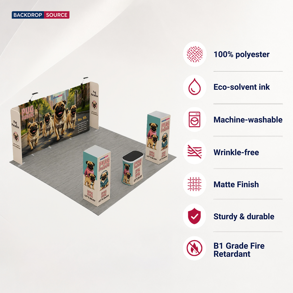 6x6m Magnetic Booth Kit with 2 Cubic Towers & Counter