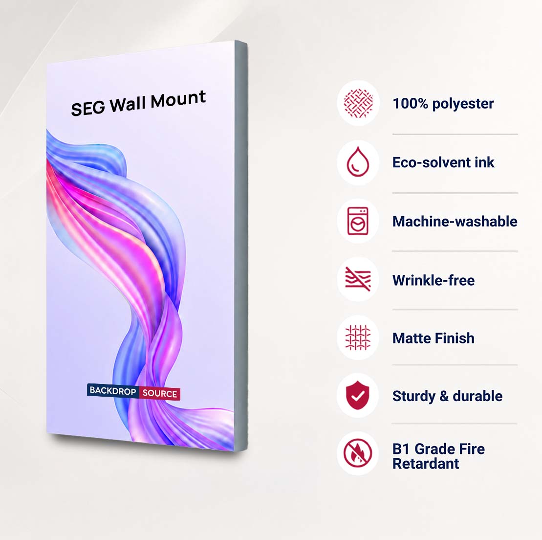 Wall-Mounted SEG Fabric display - 40mm Depth