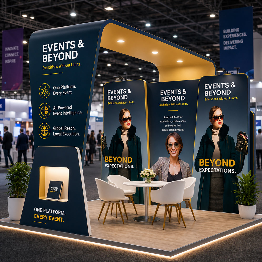 6x3m Booth Kit with 6m Backwall, Overlap Stands & Arch