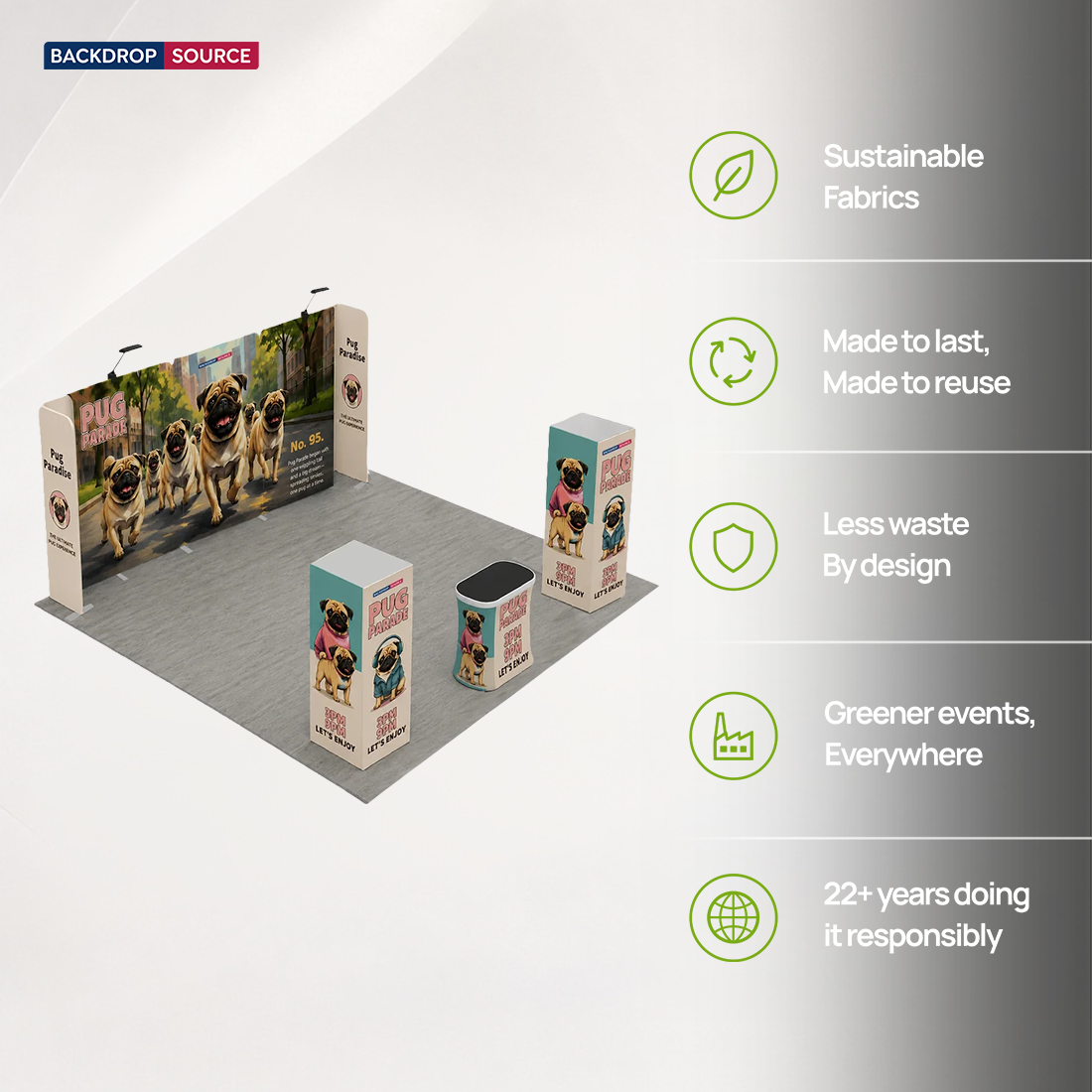 6x6m Magnetic Booth Kit with 2 Cubic Towers & Counter