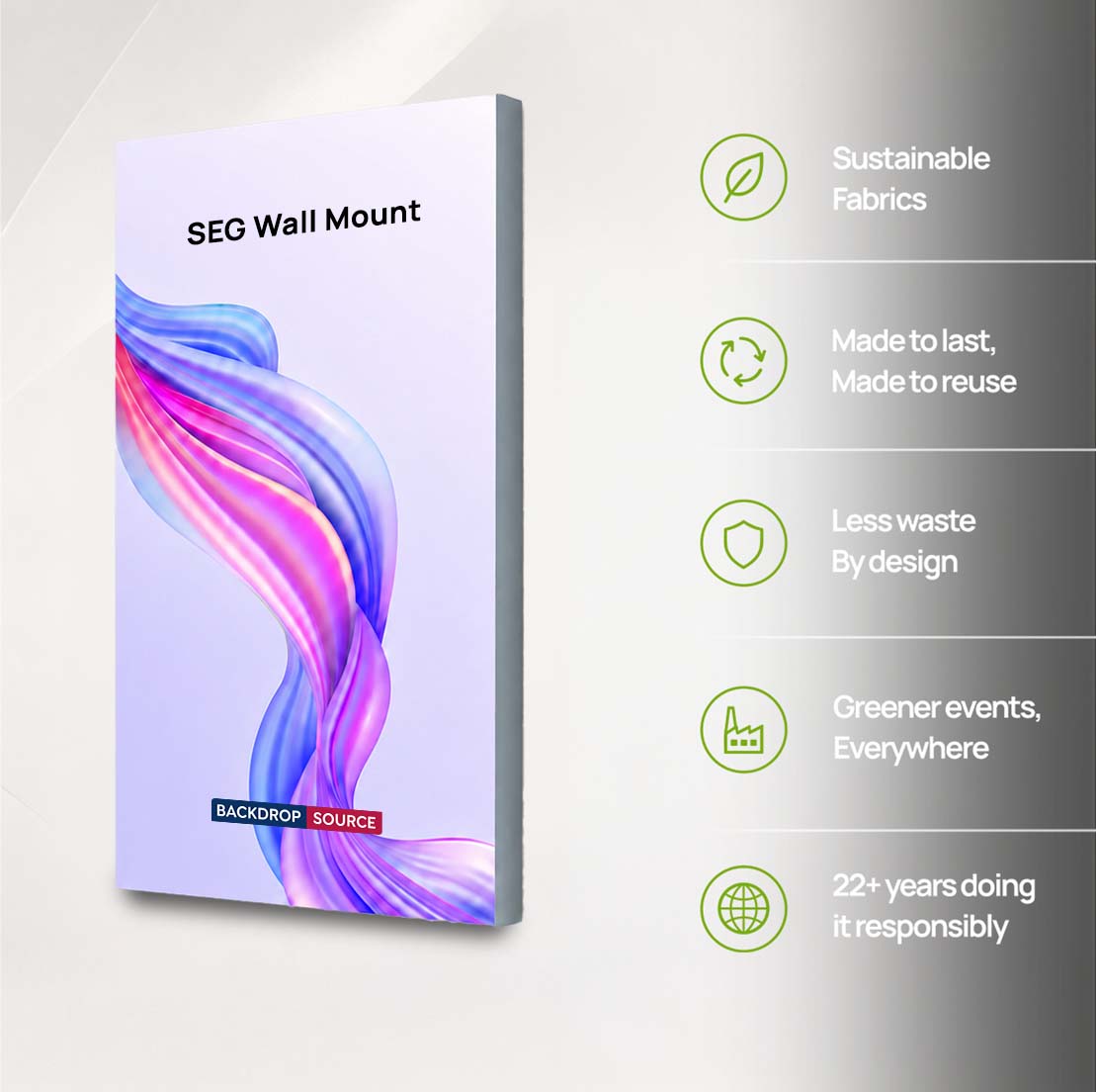 Wall-Mounted SEG Fabric display - 40mm Depth