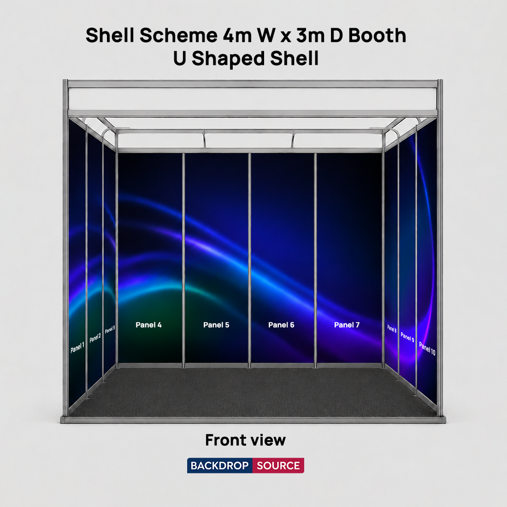 間口4m、奥行き3mのシェルスキーム展示会グラフィック