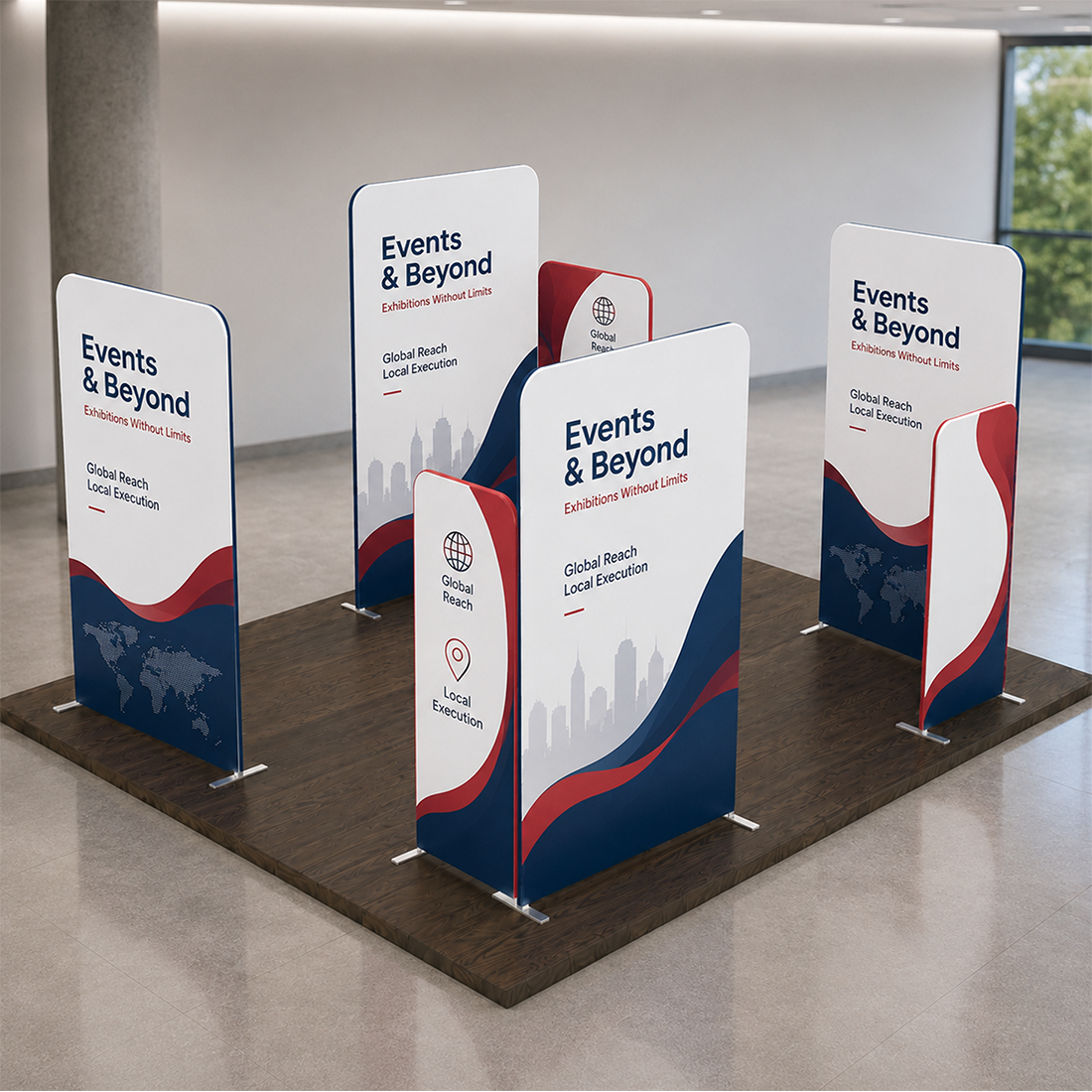 6x6m Magnetic Fabric Booth Wall with 8 Straight Panels