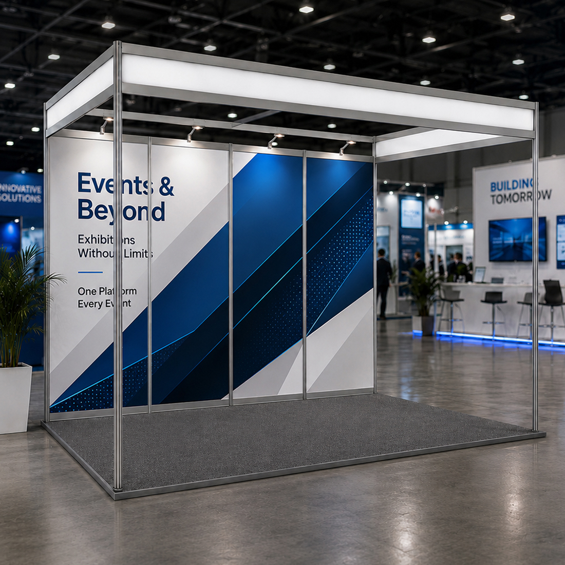 間口4m、奥行き3mのシェルスキーム展示会グラフィック