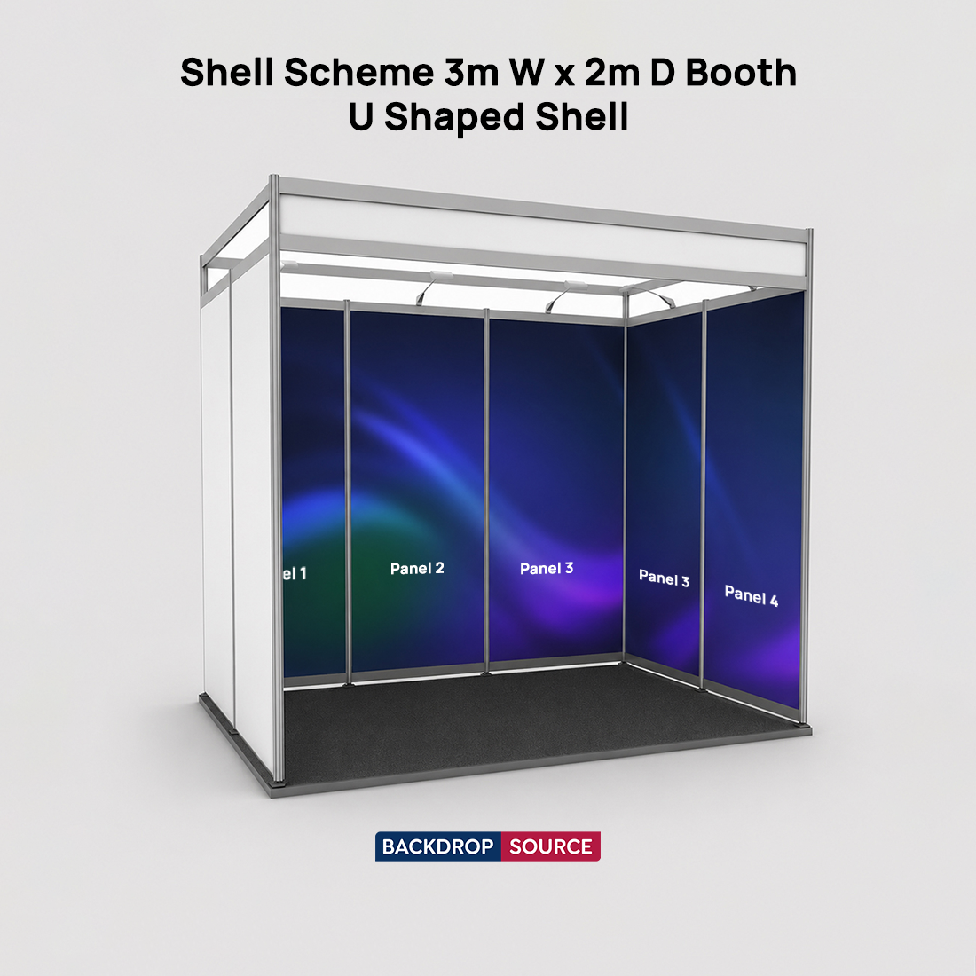 シェルスキーム展示グラフィック 3m幅 x 2m奥行ブース用