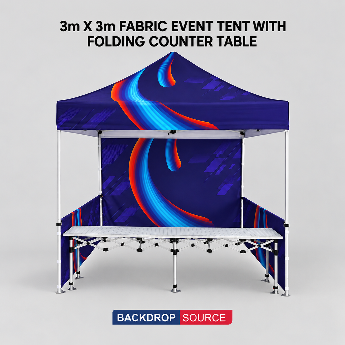 3m x 3m ファブリックイベントテント（折りたたみ式カウンターテーブル付き）