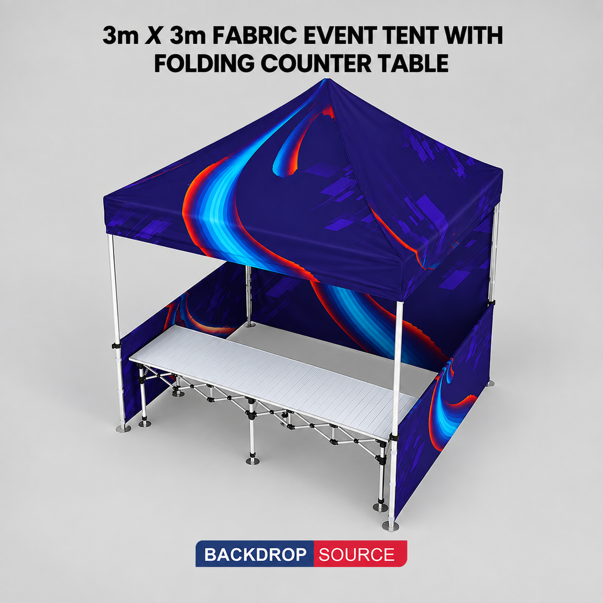 3m x 3m ファブリックイベントテント（折りたたみ式カウンターテーブル付き）