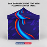 3m x 3m ファブリックイベントテント（折りたたみ式カウンターテーブル付き）