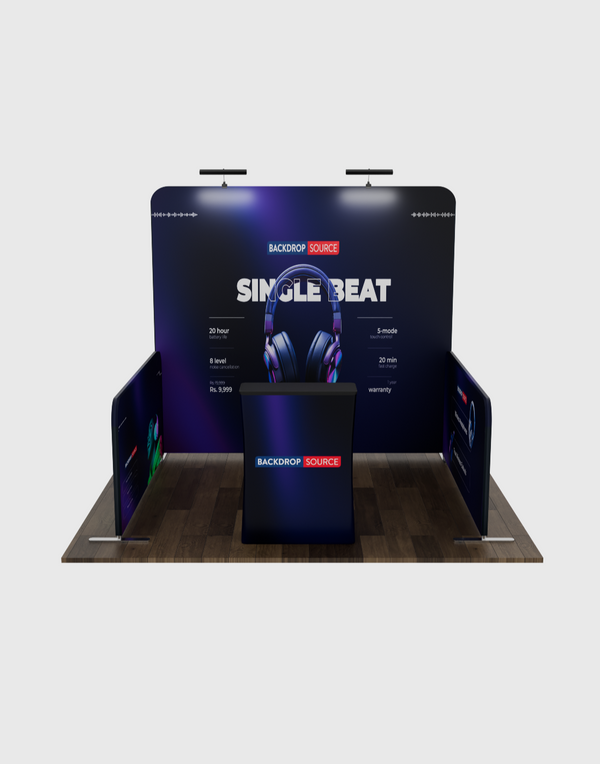 バックウォール、サイドウォール、カウンター、ライト付き究極の3m×3mブースキット