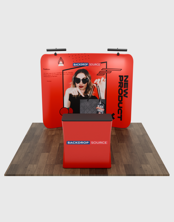 イルームライト付き3m x 3m カーブ展示プロ3-in-1ディスプレイキット