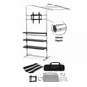 Portable L-Shaped Fabric Display with Shelf & TV Mount