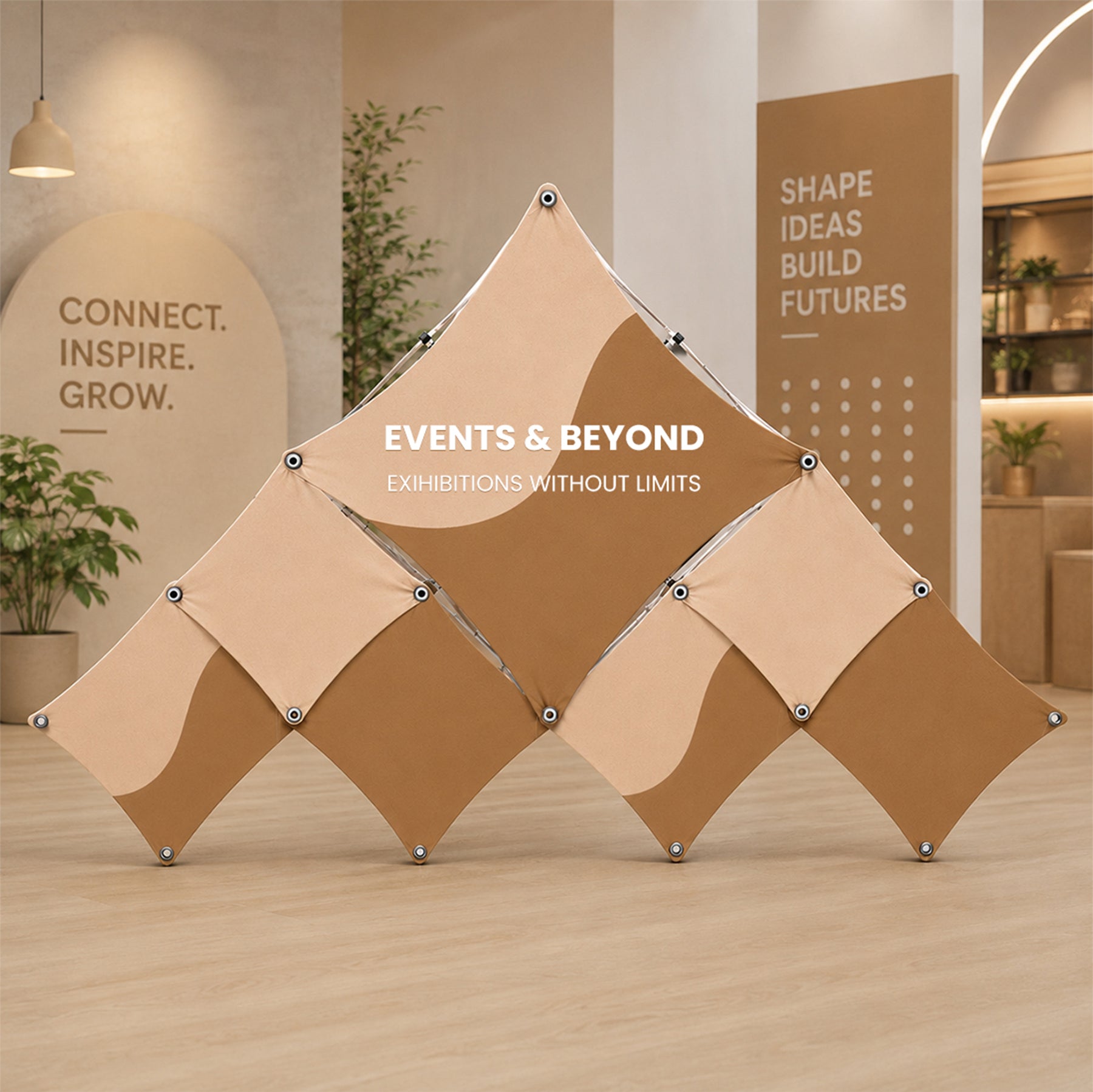 Large Triangular Fabric GeoMetrix Pop Up Grid Display