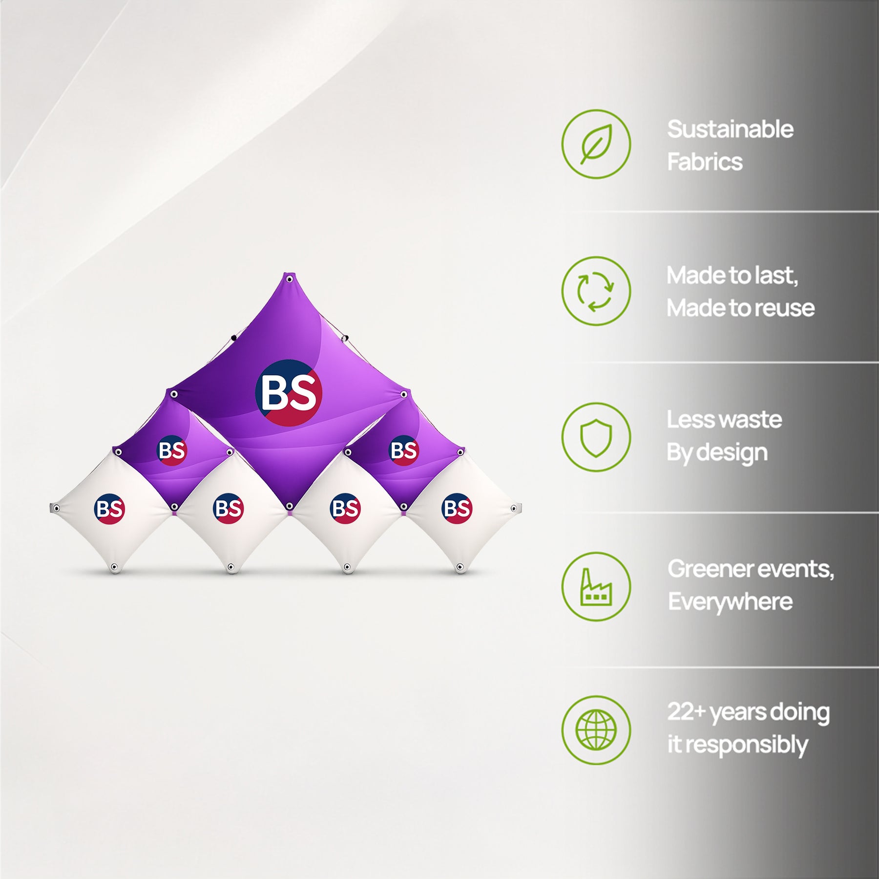Large Triangular Fabric GeoMetrix Pop Up Grid Display