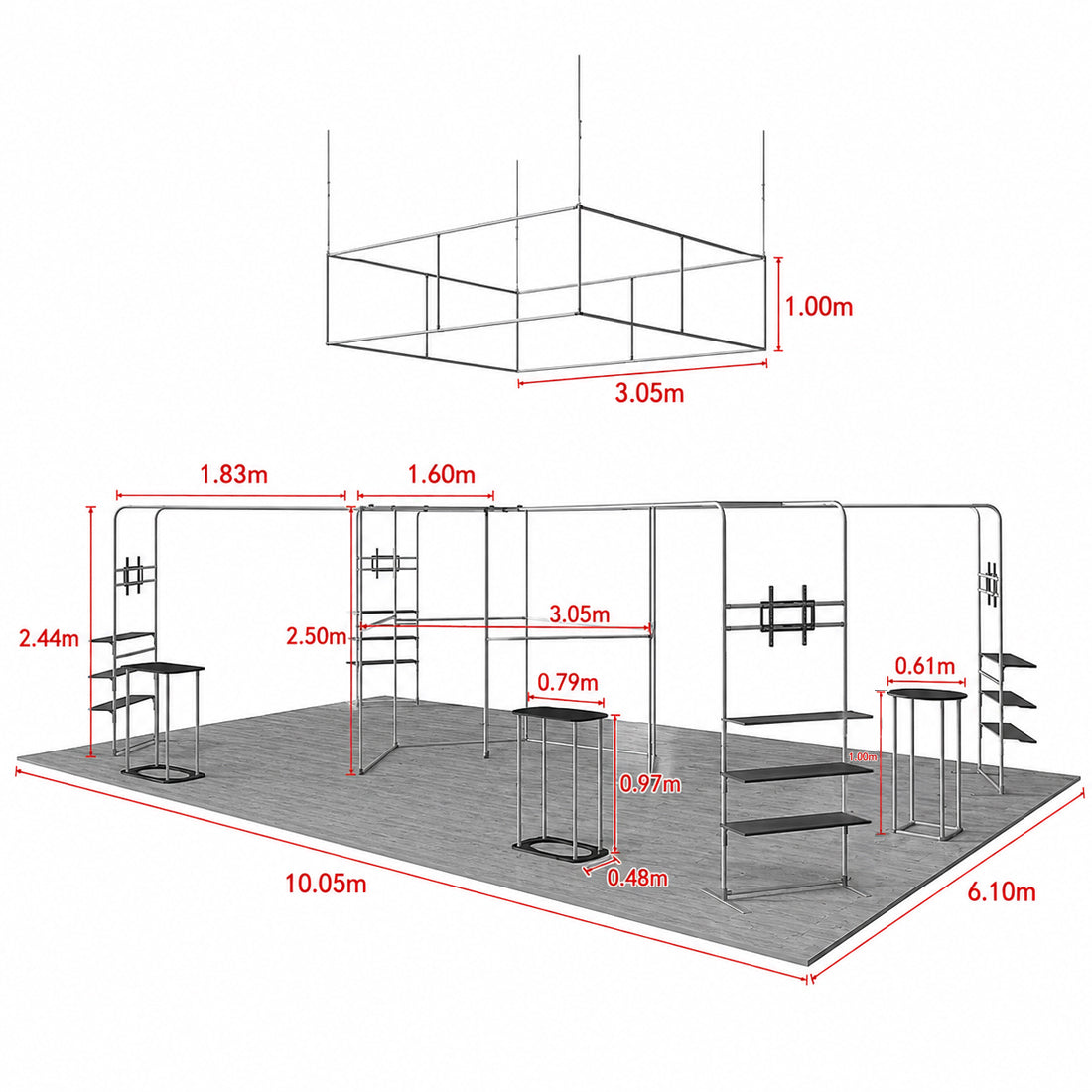 モジュラーブースキット 9m x 6m - モデル4