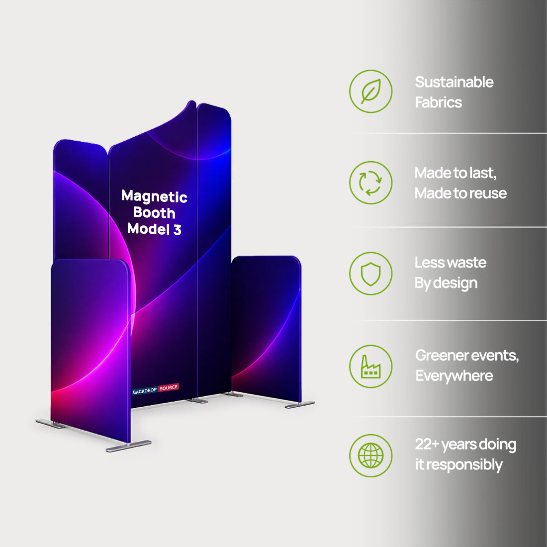 Magnetic Fabric Booth Display - Model 3 (2m x 2m)