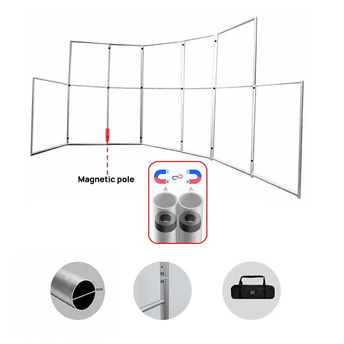 Fabric Magnetic Partition Display – 7 Panel