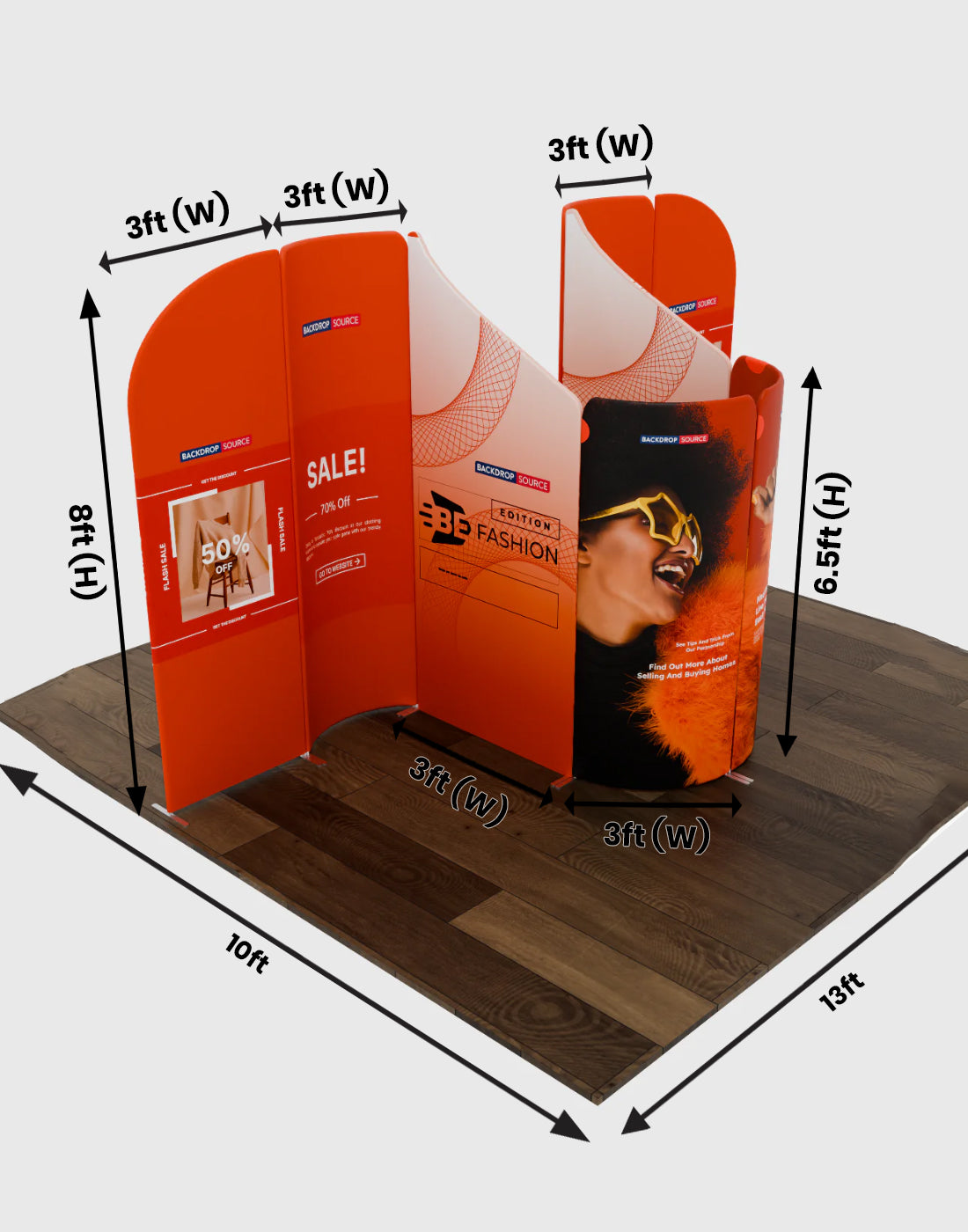 マグネット式ファブリックブースディスプレイ - モデル1 (4m x 3m)