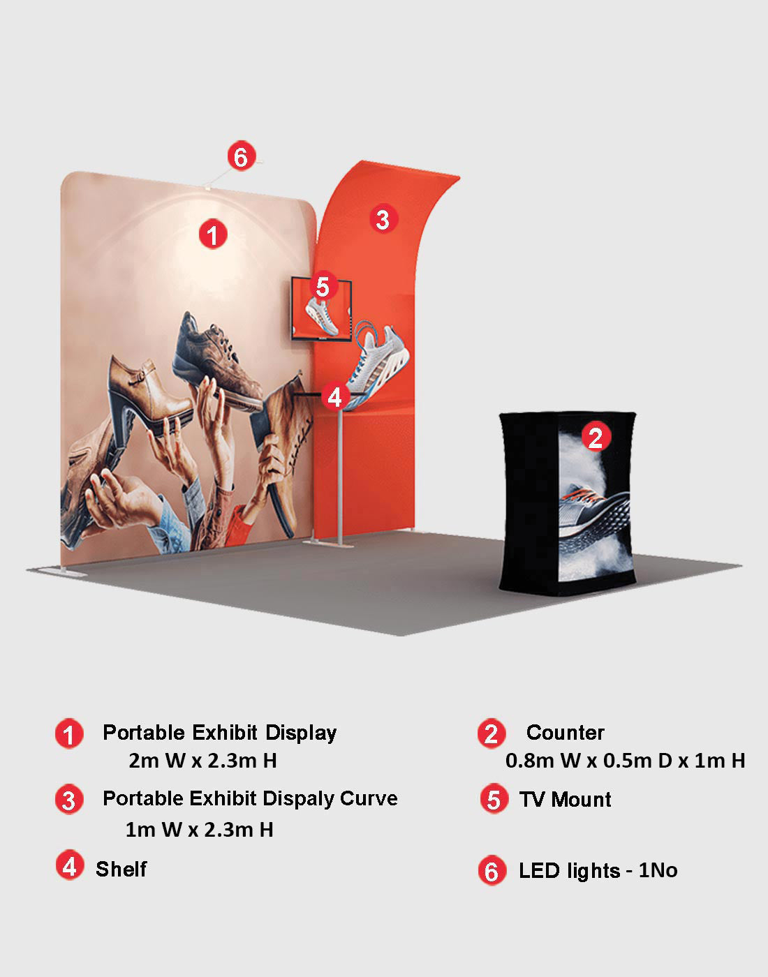 ポータブル展示ディスプレイ 3m x 3m - モデル6