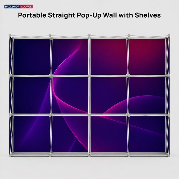 Portable Straight Pop-Up Wall with Shelves