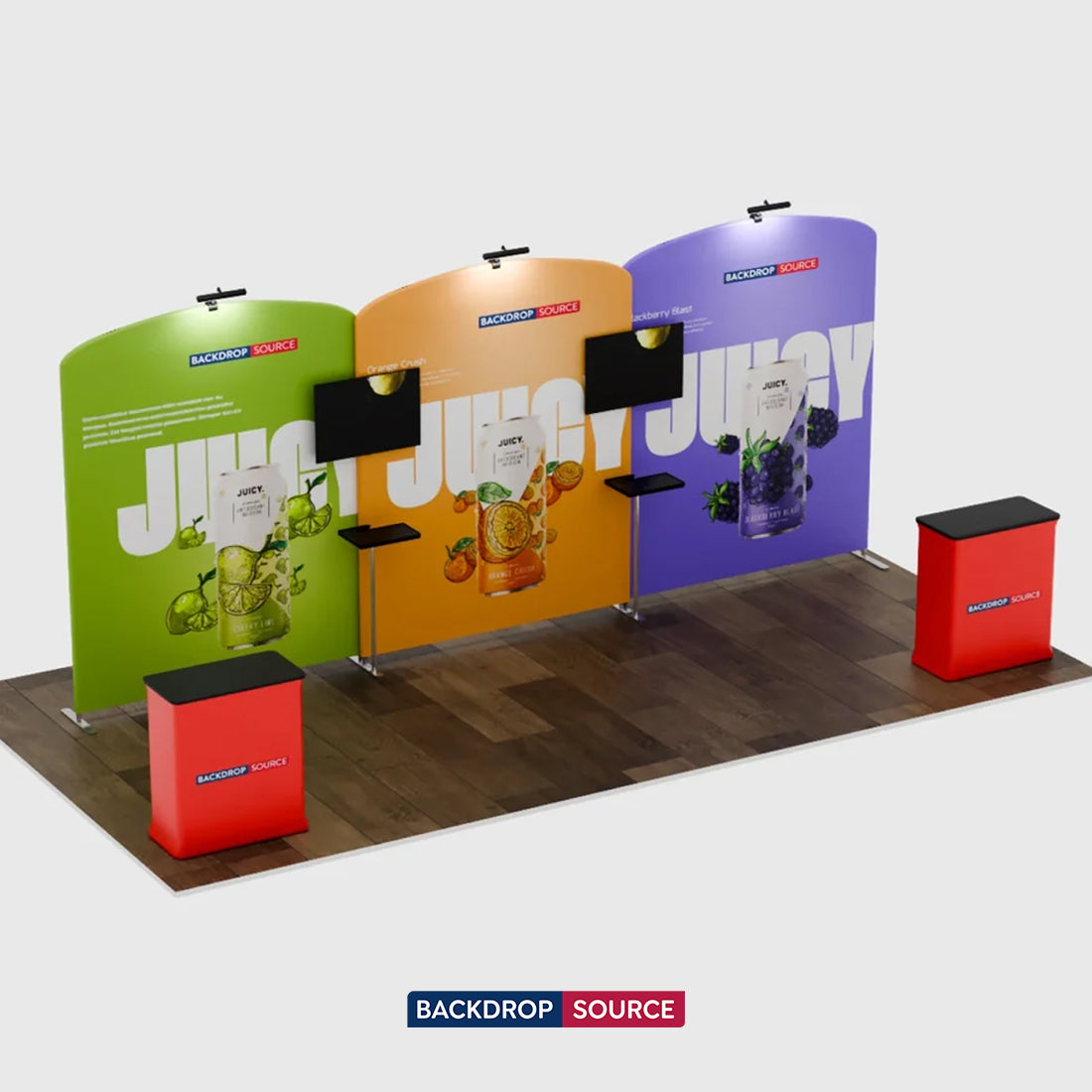 6x3m Booth Kit with Three Curved Arch Walls & 2 Counters