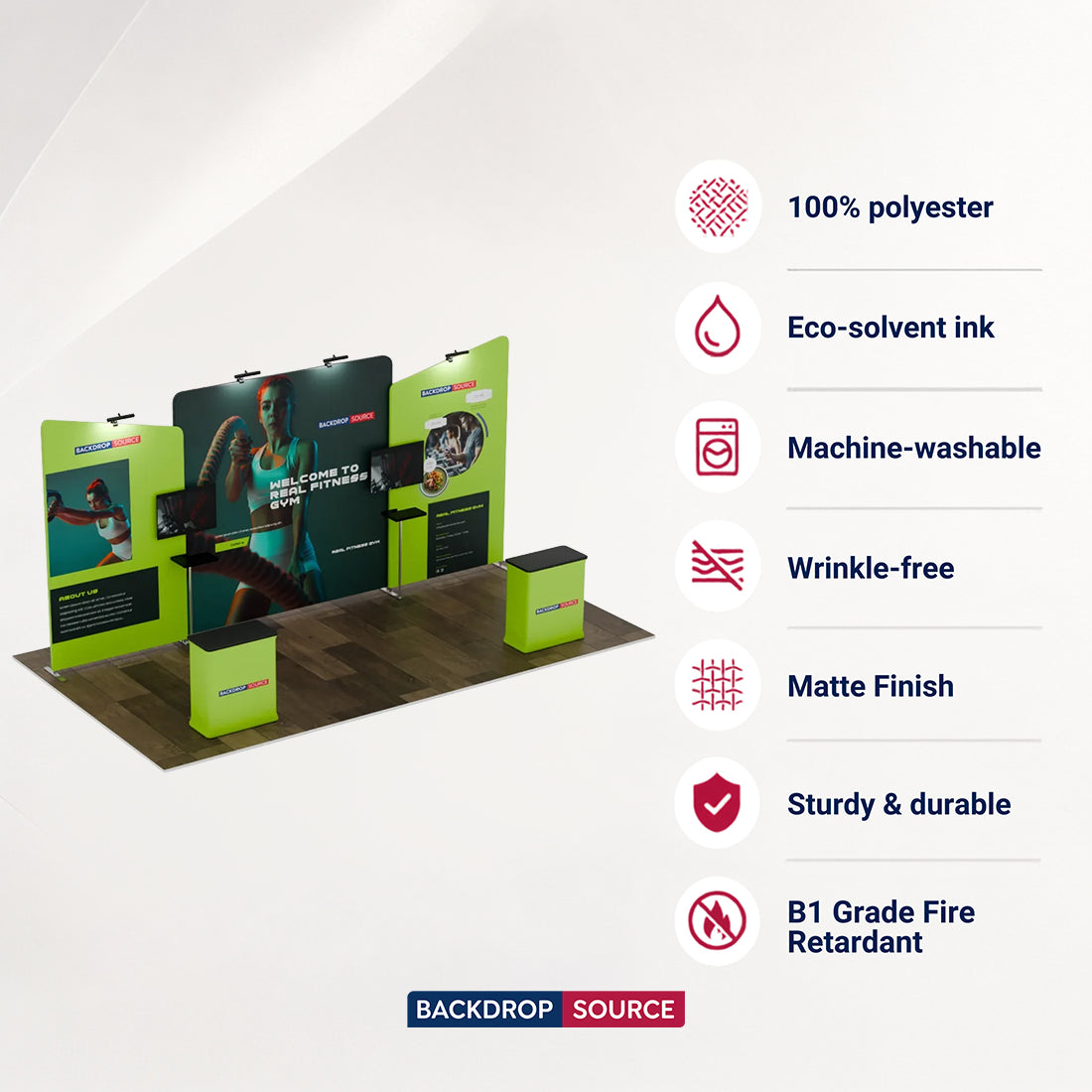 6x3m Booth Kit with Straight Centre Wall & Inclined Side Walls