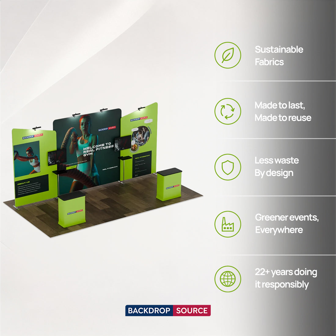 6x3m Booth Kit with Straight Centre Wall & Inclined Side Walls