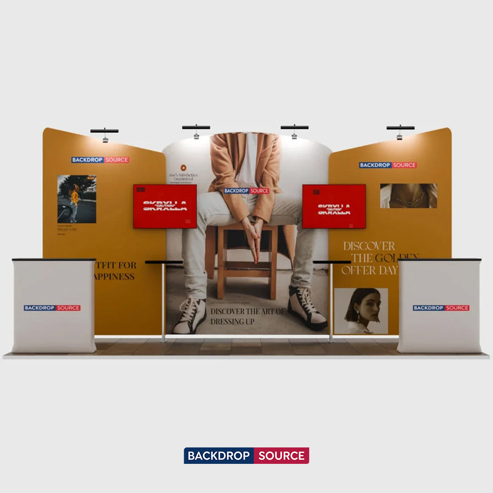 6x3m Booth Kit with Curved Centre Wall & Inclined Side Walls