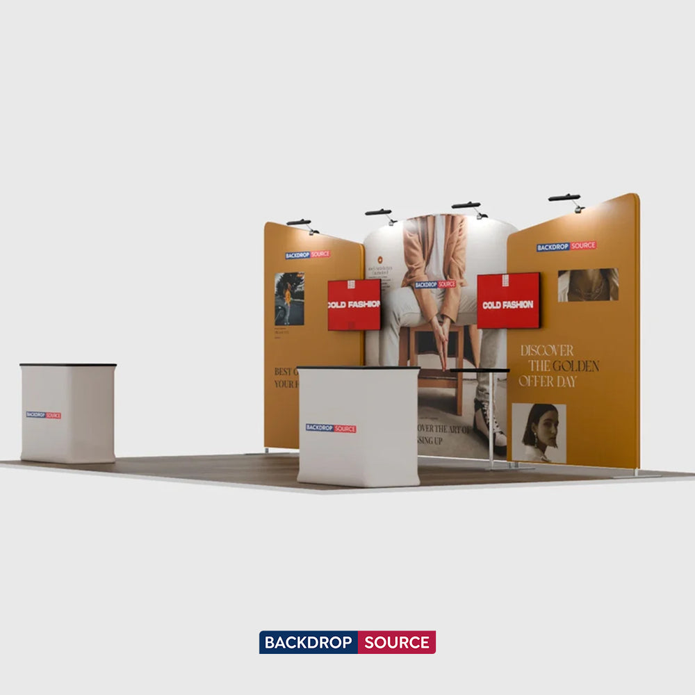 6x3m Booth Kit with Curved Centre Wall & Inclined Side Walls