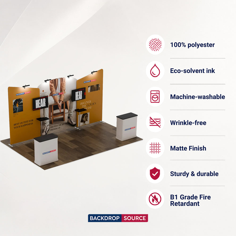 6x3m Booth Kit with Curved Centre Wall & Inclined Side Walls