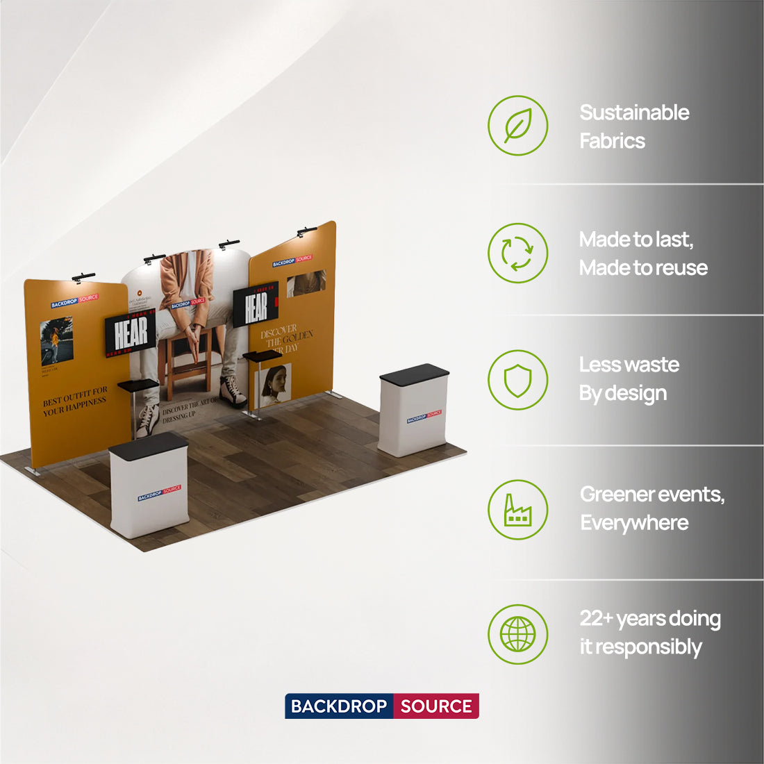 6x3m Booth Kit with Curved Centre Wall & Inclined Side Walls
