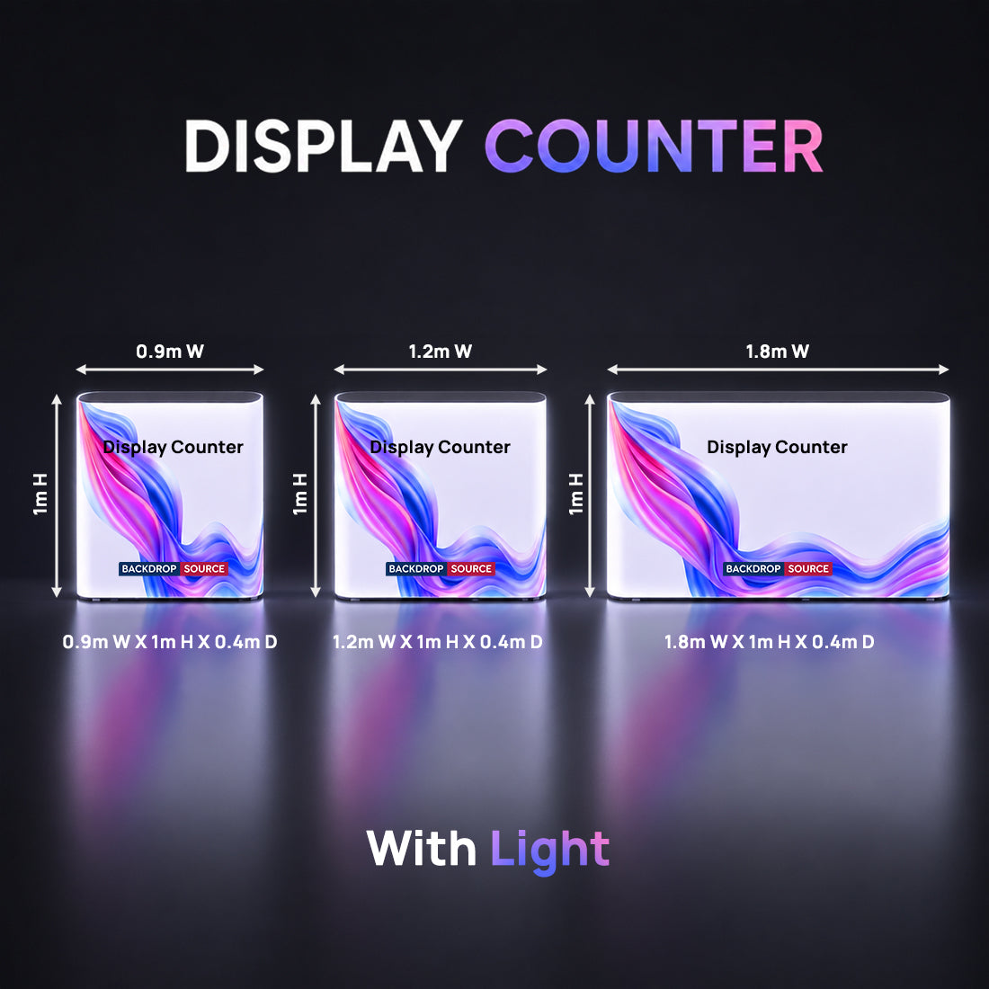 Backlit Premium Fabric Counter Display – 1m/1.2m/1.8m W