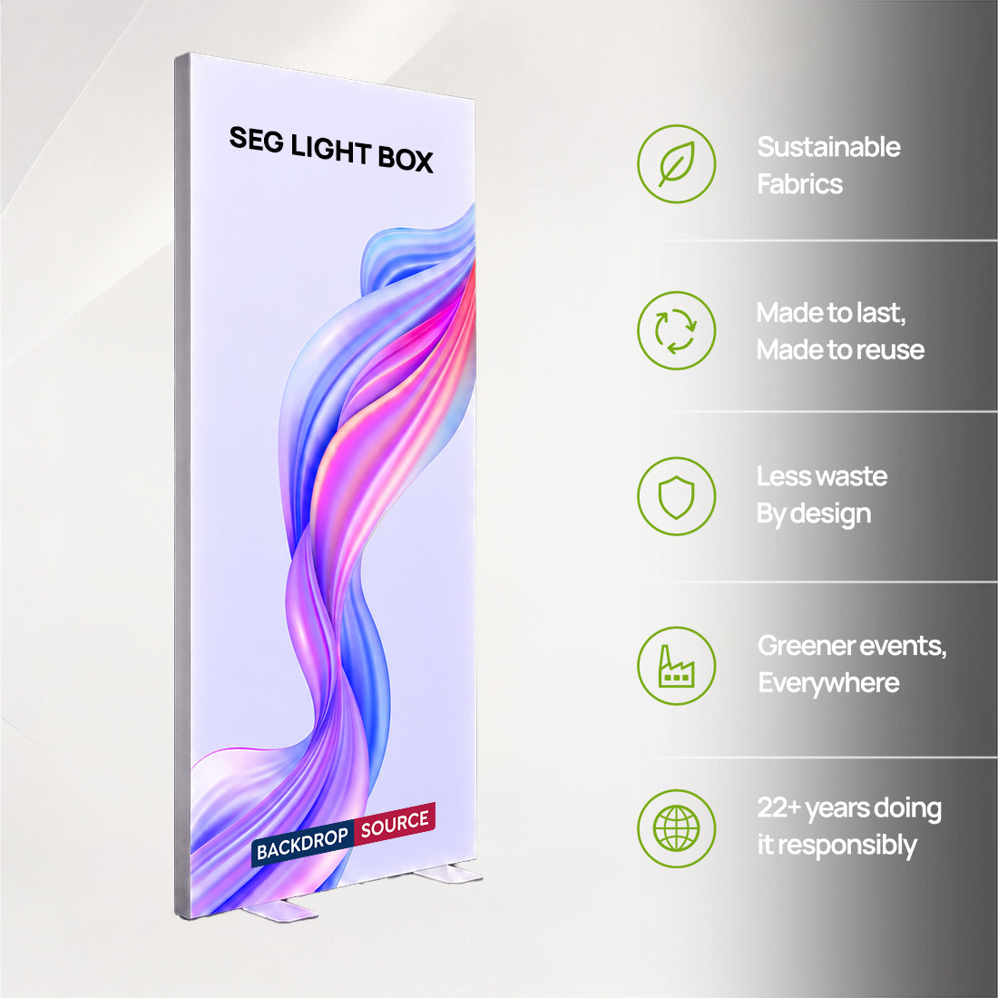 SEG Frameless Fabric Led Light Box Display - 0.85m W x  2m H