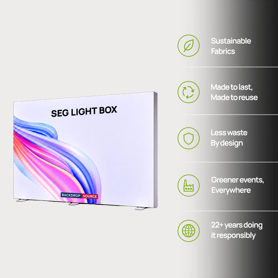 SEG Frameless Fabric Led Light Box Display - 3m W x 2.5 H x 120mm D