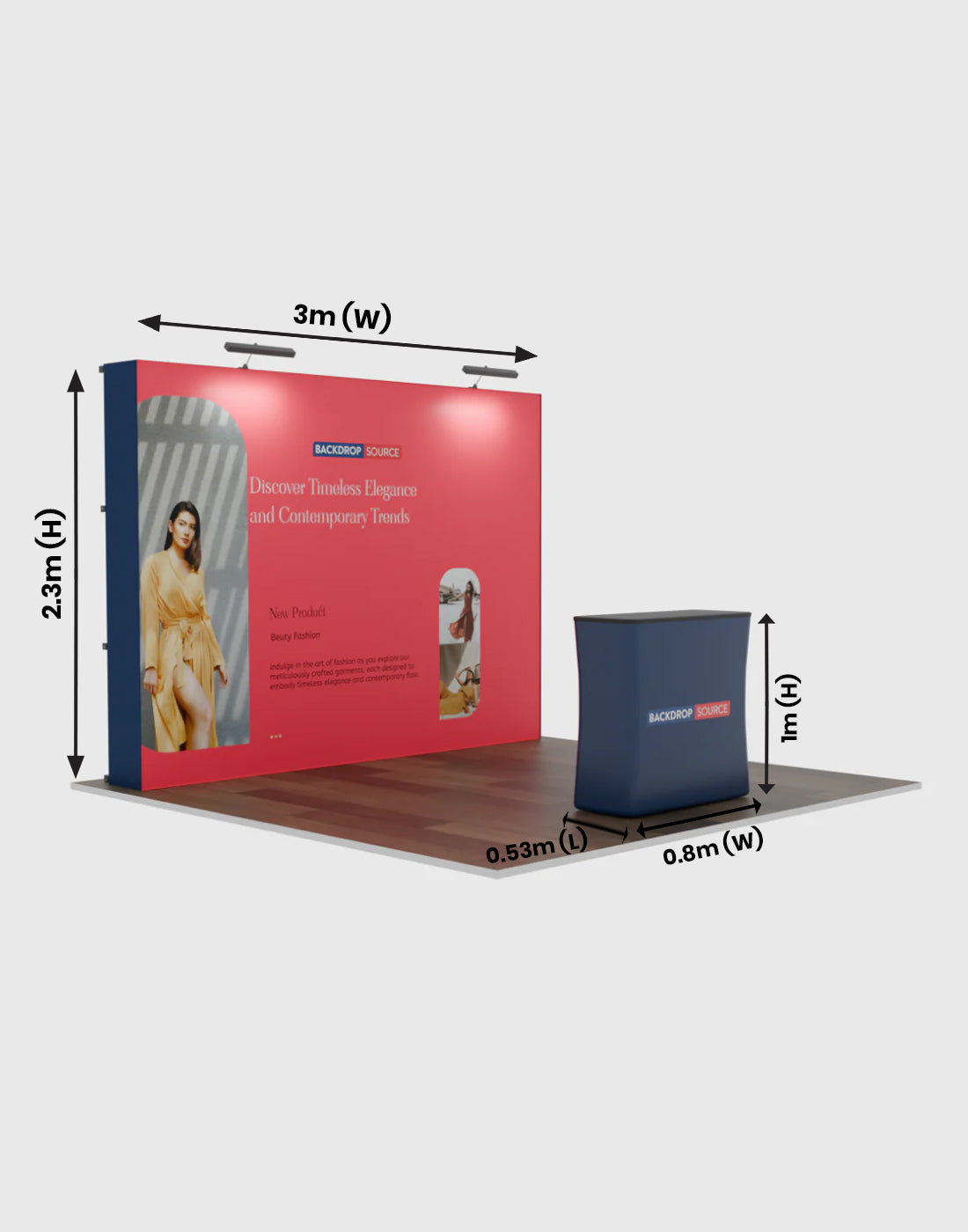 イルームライト付き3m x 3mストレートポップアップ展示プロ3-in-1ディスプレイキット